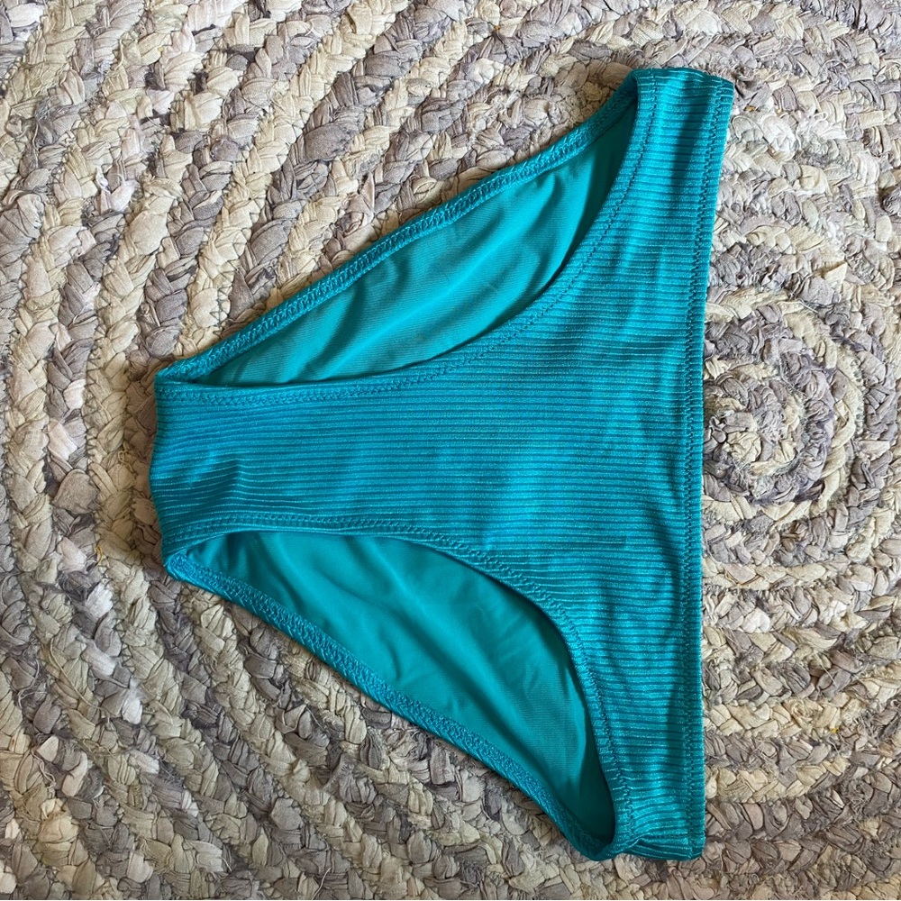 Aerie Blue Bikini Swim Bottom with Ribbed Texture